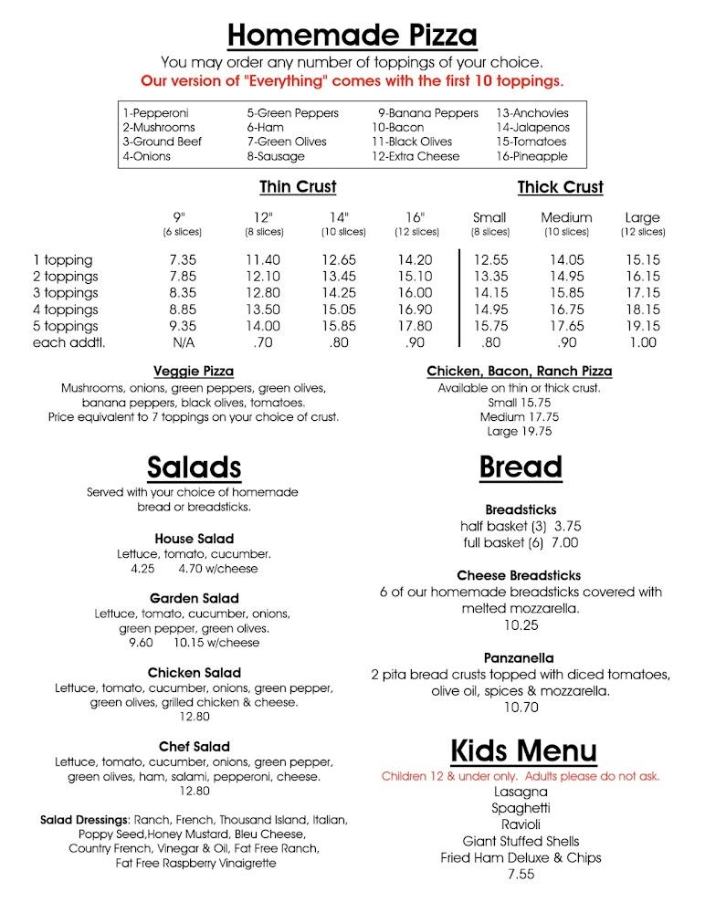 Roma's Restaurant & Pizzeria Menu image 1