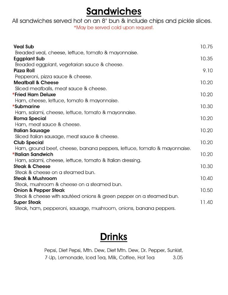 Roma's Restaurant & Pizzeria Menu image 3